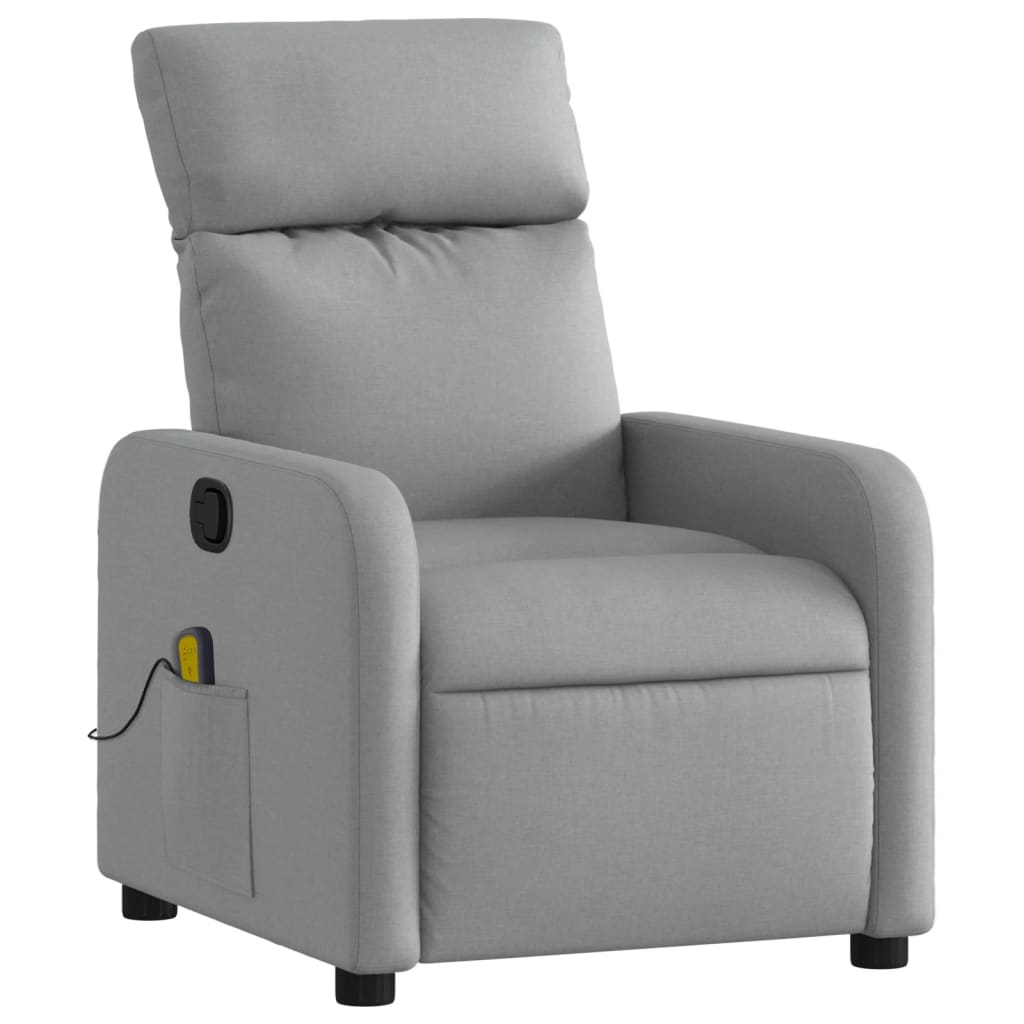 Massage Recliner Chair Light Grey Fabric