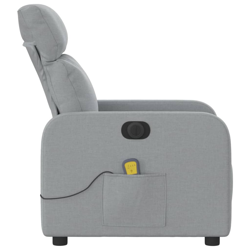 Electric Massage Recliner Chair Light Grey Fabric