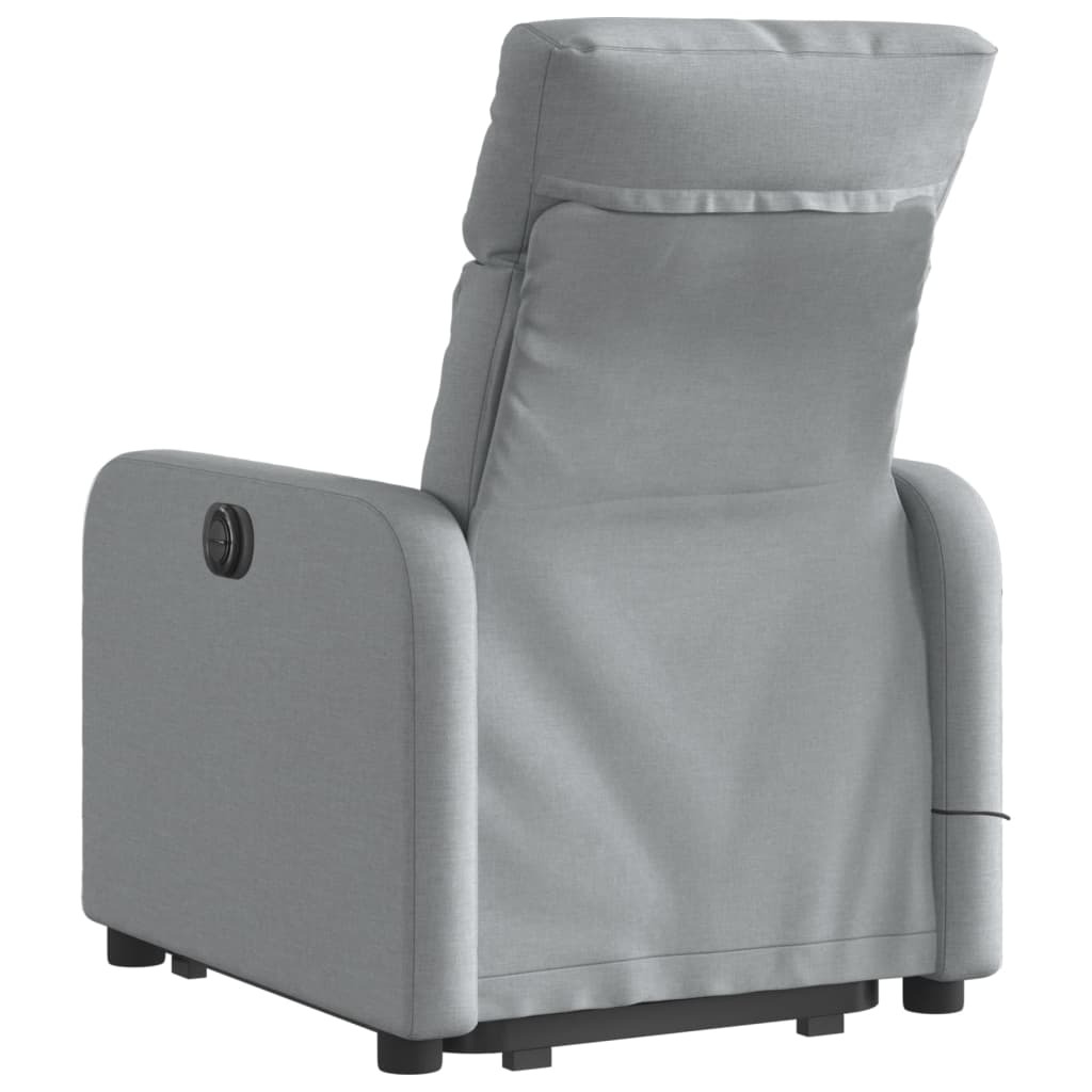 Electric Stand up Massage Recliner Chair Light Grey Fabric