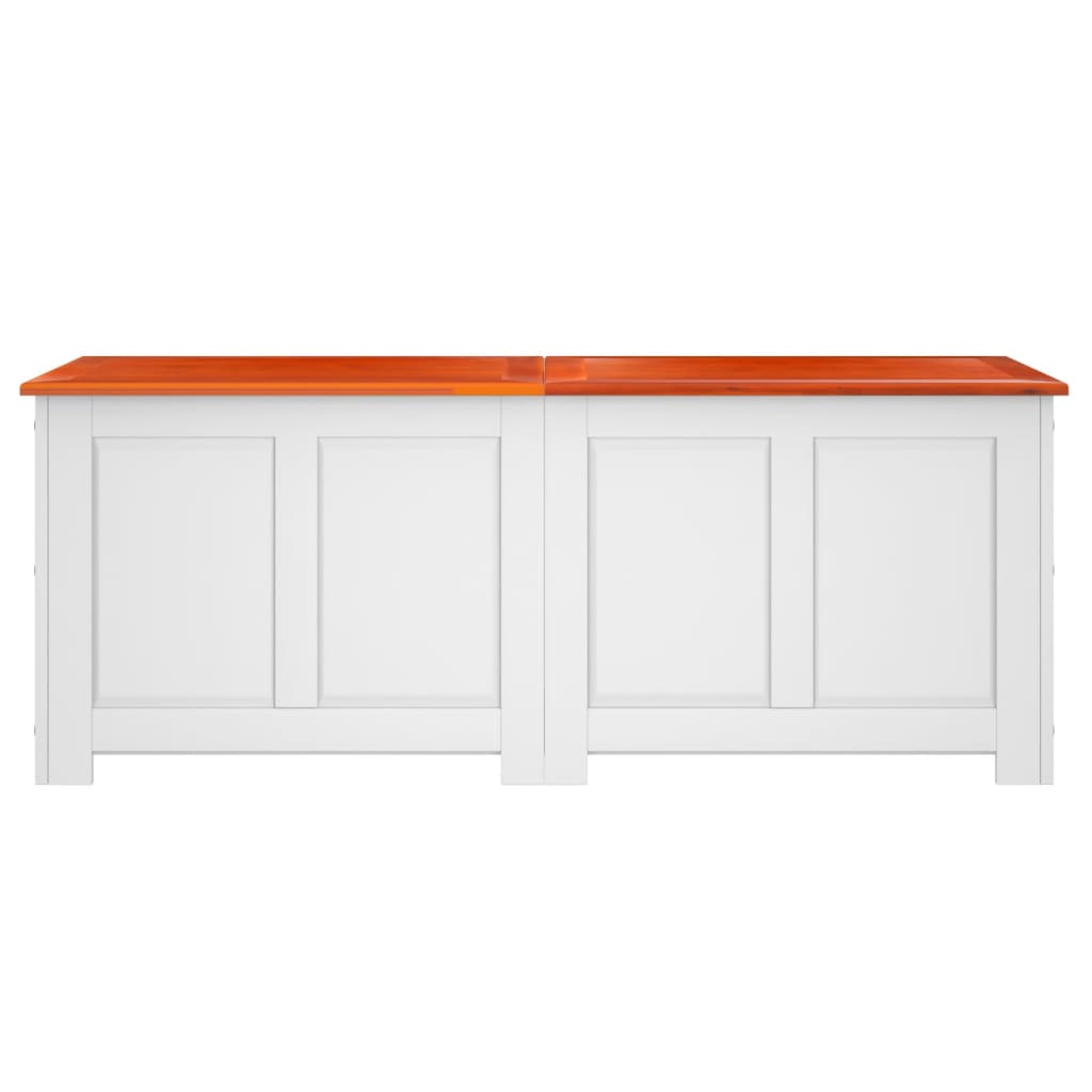 Storage Chest with Lid Brown and White Solid Wood Acacia