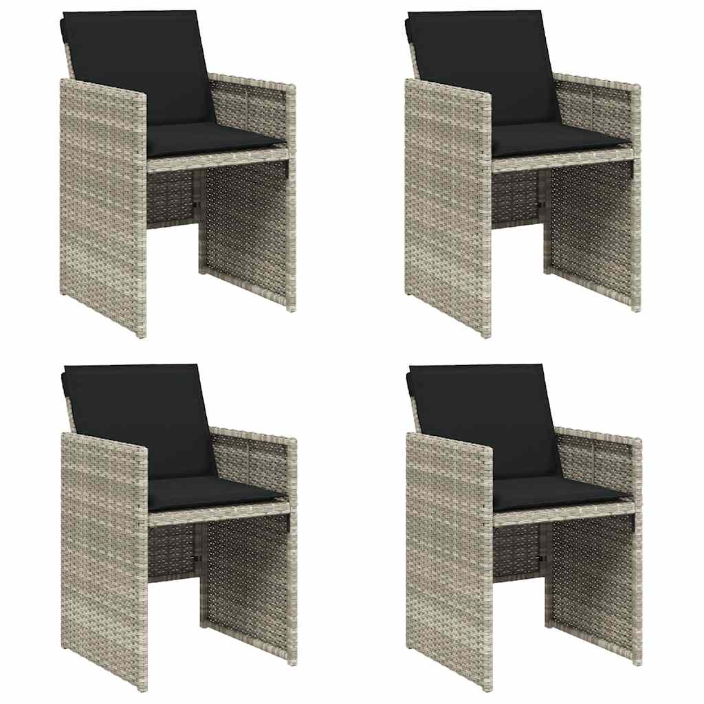 Garden Chairs with Cushions 4 pcs Light Grey Poly Rattan