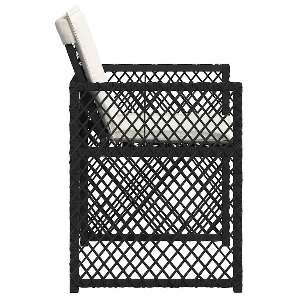 Garden Chairs with Cushions 4 pcs Black Poly Rattan