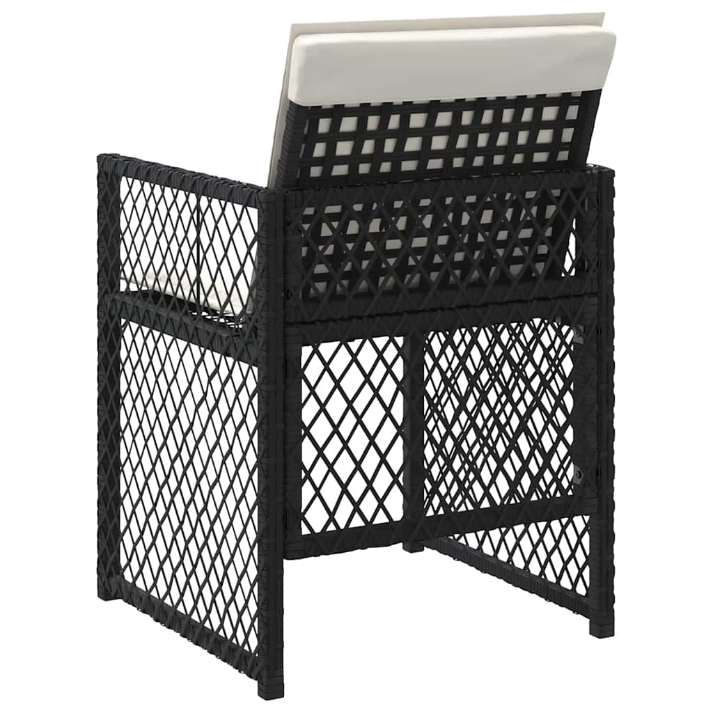 Garden Chairs with Cushions 4 pcs Black Poly Rattan
