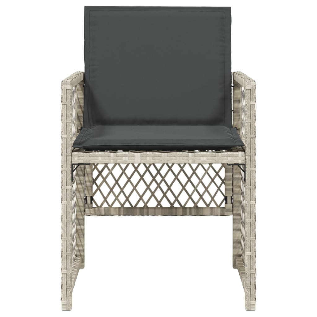 Garden Chairs with Cushions 4 pcs Light Grey Poly Rattan