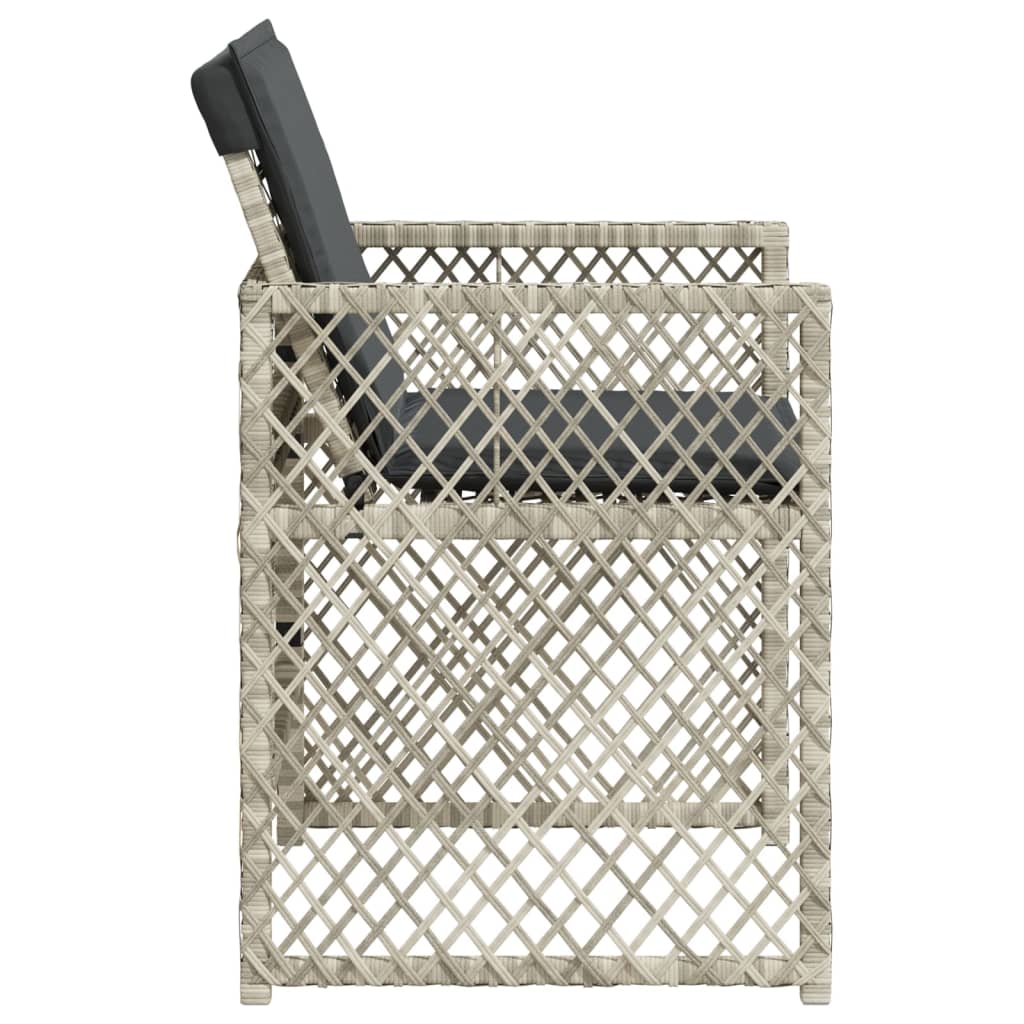 Garden Chairs with Cushions 4 pcs Light Grey Poly Rattan