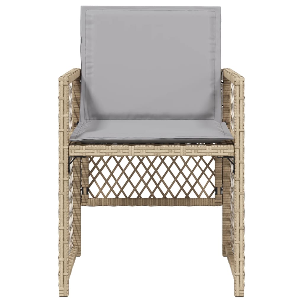 Garden Chairs with Cushions 4 pcs Mix Beige Poly Rattan