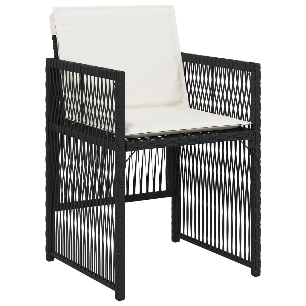 Garden Chairs with Cushions 4 pcs Black Poly Rattan