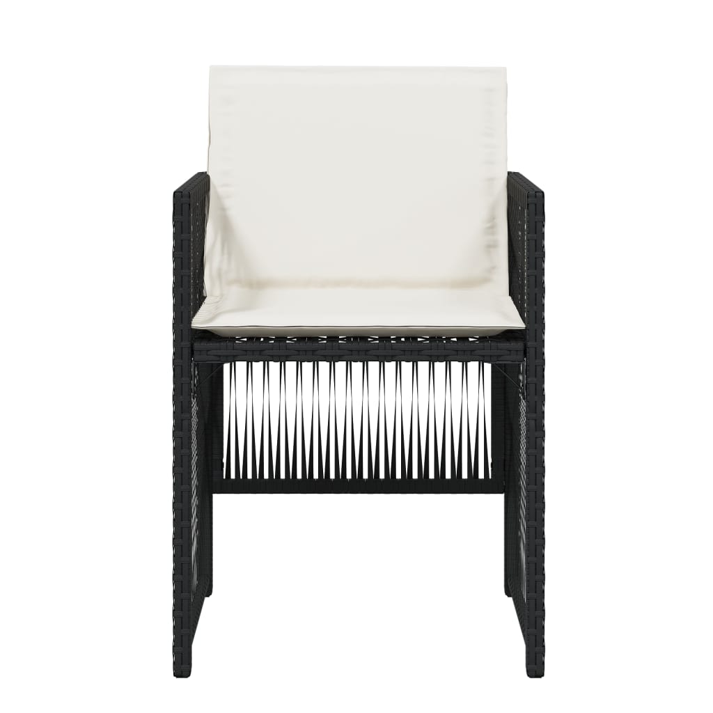 Garden Chairs with Cushions 4 pcs Black Poly Rattan