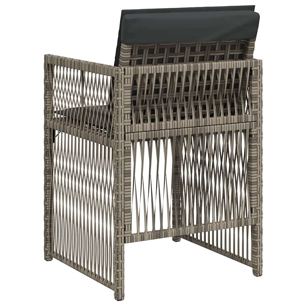 Garden Chairs with Cushions 4 pcs Grey Poly Rattan