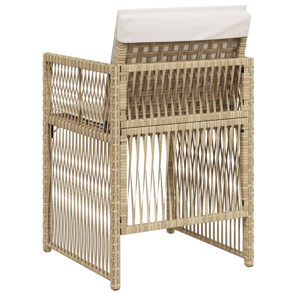 Garden Chairs with Cushions 4 pcs Beige Poly Rattan