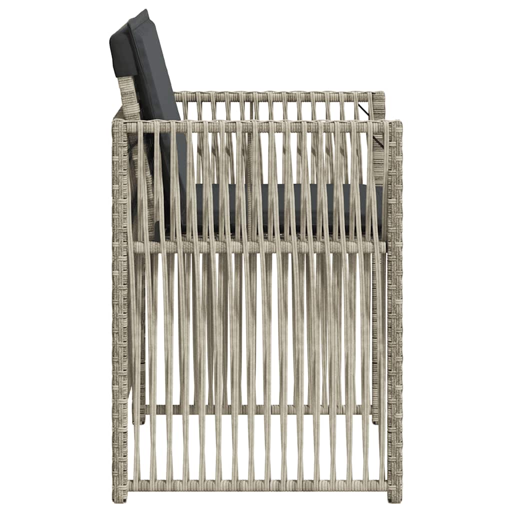 Garden Chairs with Cushions 4 pcs Light Grey Poly Rattan