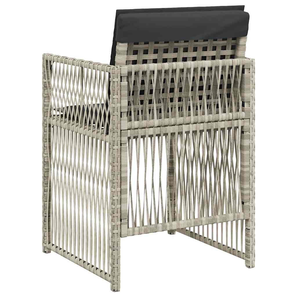 Garden Chairs with Cushions 4 pcs Light Grey Poly Rattan