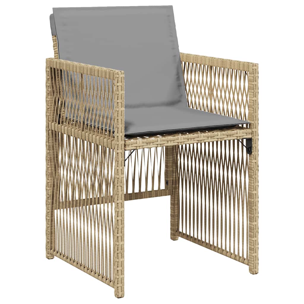 Garden Chairs with Cushions 4 pcs Mix Beige Poly Rattan