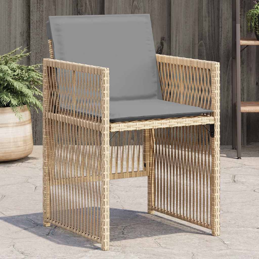 Garden Chairs with Cushions 4 pcs Mix Beige Poly Rattan