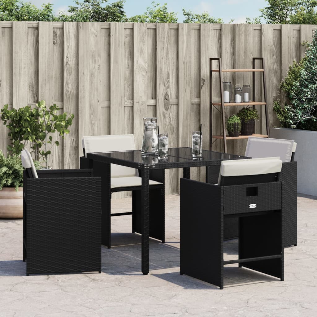 Garden Chairs with Cushions 4 pcs Black Poly Rattan