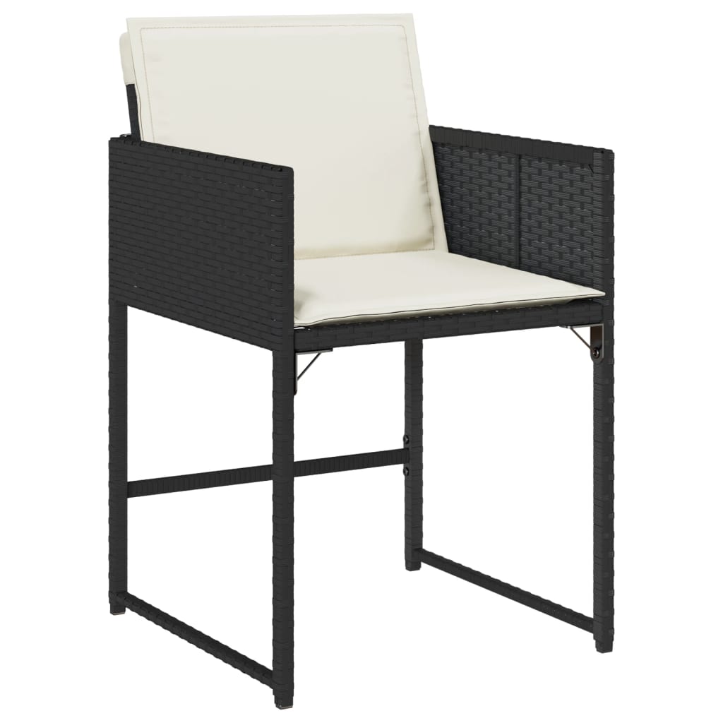 Garden Chairs with Cushions 4 pcs Black Poly Rattan