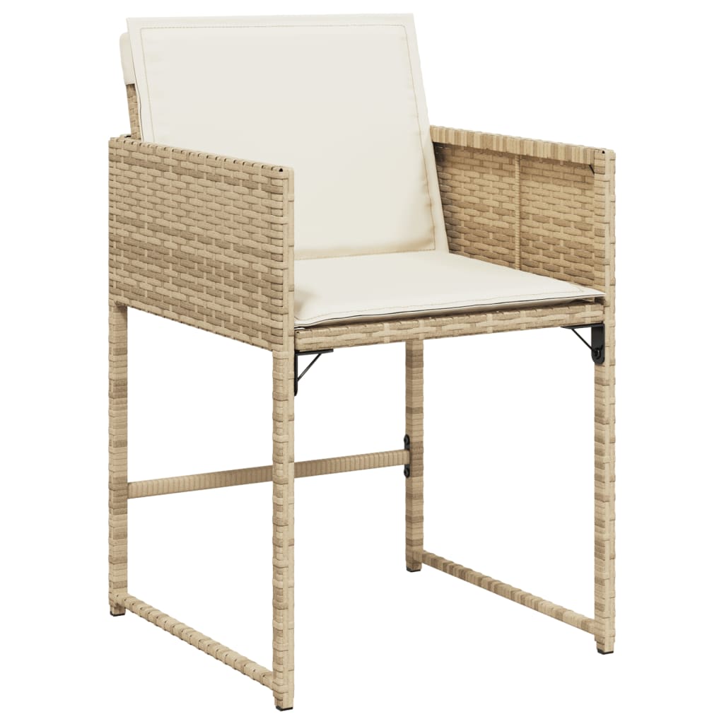 Garden Chairs with Cushions 4 pcs Beige Poly Rattan