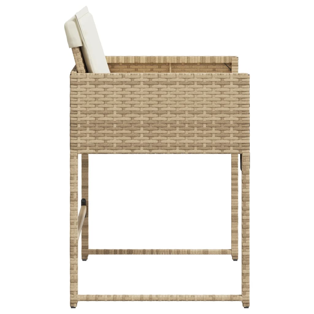 Garden Chairs with Cushions 4 pcs Beige Poly Rattan