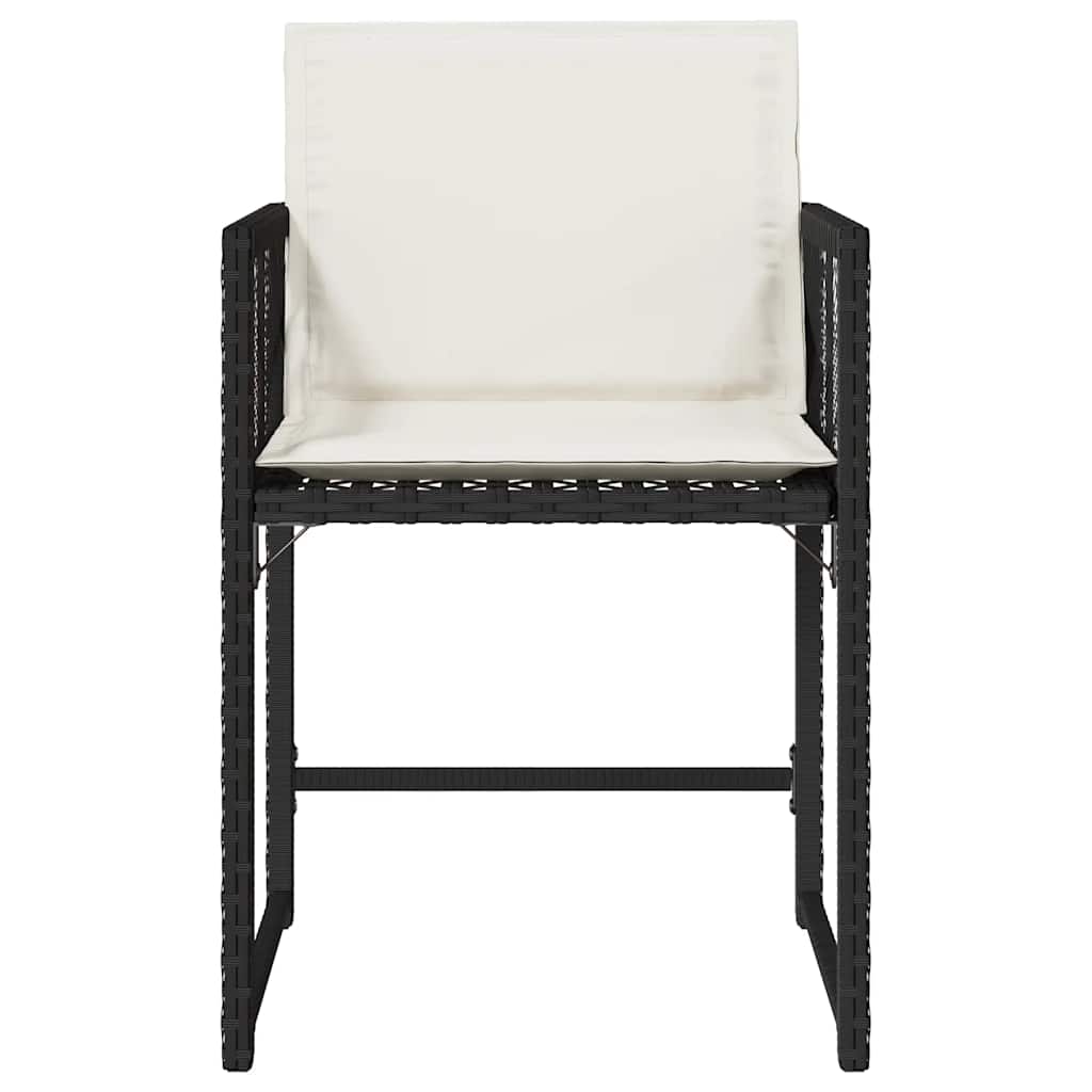 Garden Chairs with Cushions 4 pcs Black Poly Rattan