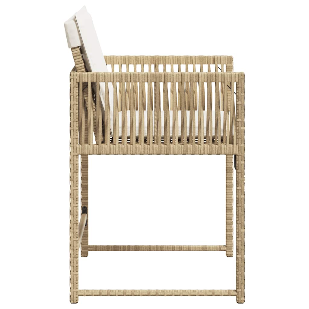 Garden Chairs with Cushions 4 pcs Beige Poly Rattan