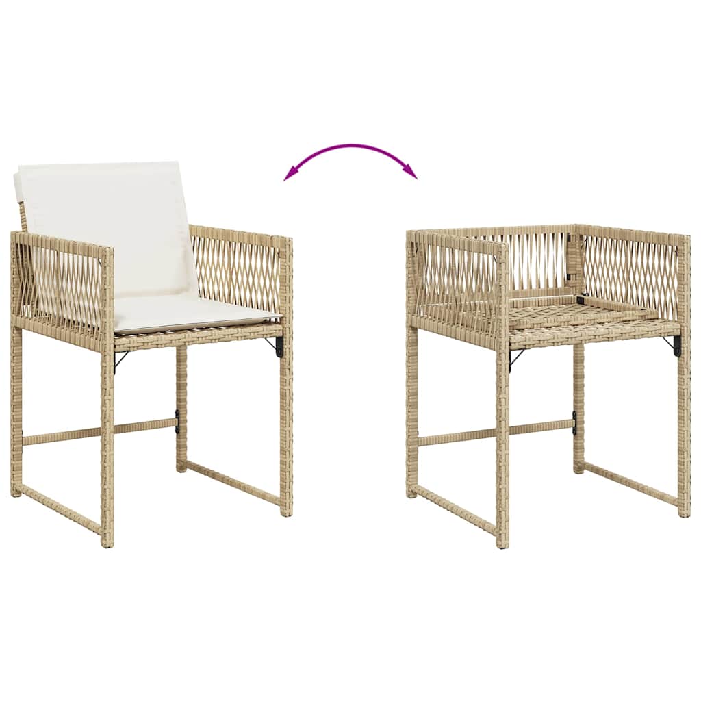Garden Chairs with Cushions 4 pcs Beige Poly Rattan