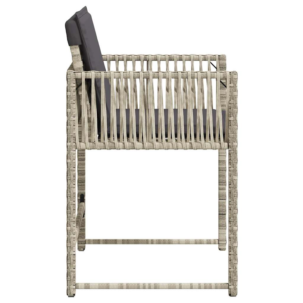 Garden Chairs with Cushions 4 pcs Light Grey Poly Rattan