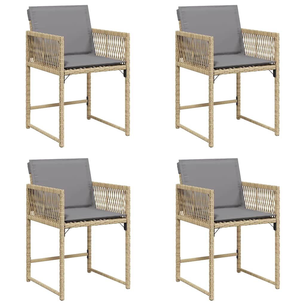 Garden Chairs with Cushions 4 pcs Mix Beige Poly Rattan