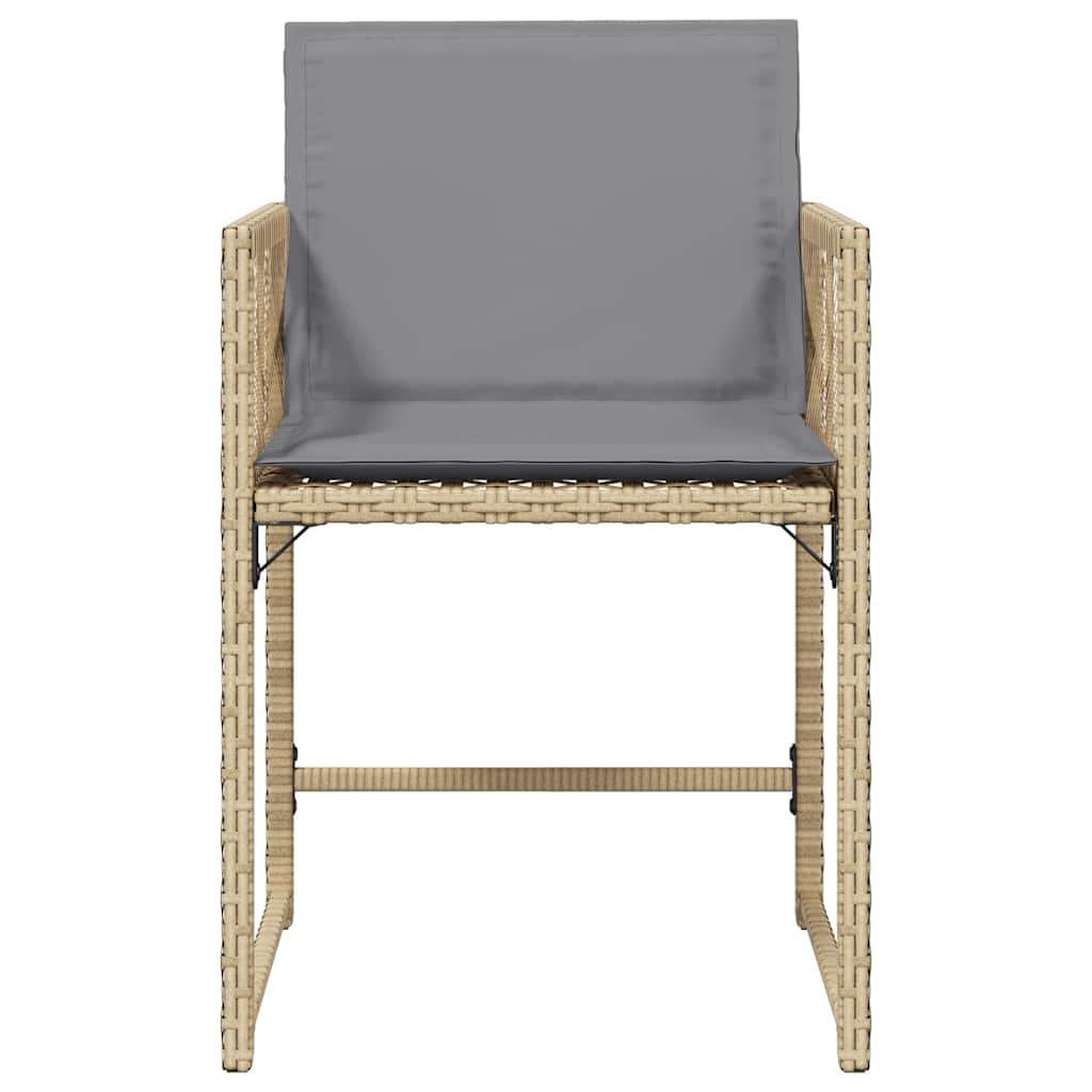 Garden Chairs with Cushions 4 pcs Mix Beige Poly Rattan