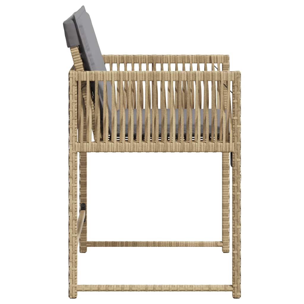 Garden Chairs with Cushions 4 pcs Mix Beige Poly Rattan