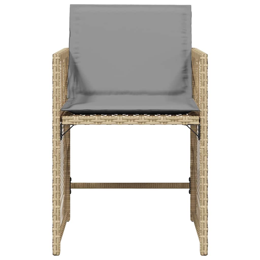 Garden Chairs with Cushions 4 pcs Mix Beige Poly Rattan