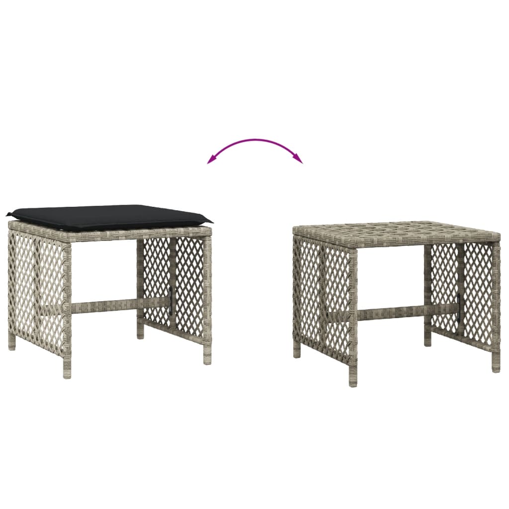 Garden Stools with Cushions 4 pcs Light Grey 41x41x36 cm Poly Rattan
