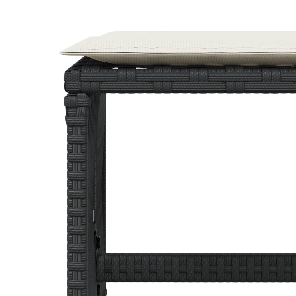 Garden Stools with Cushions 4 pcs Black 41x41x36 cm Poly Rattan