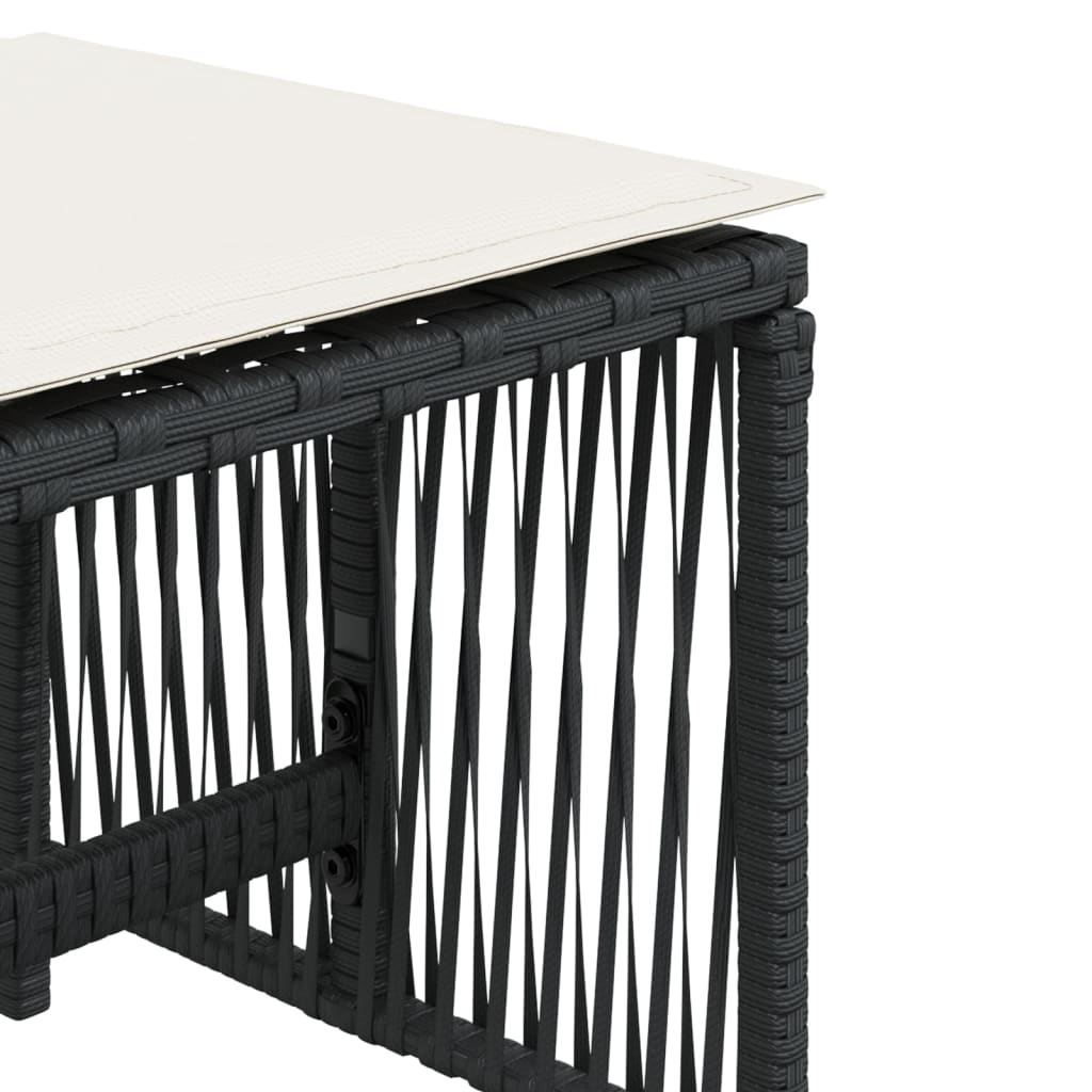 Garden Stools with Cushions 4 pcs Black 41x41x36 cm Poly Rattan
