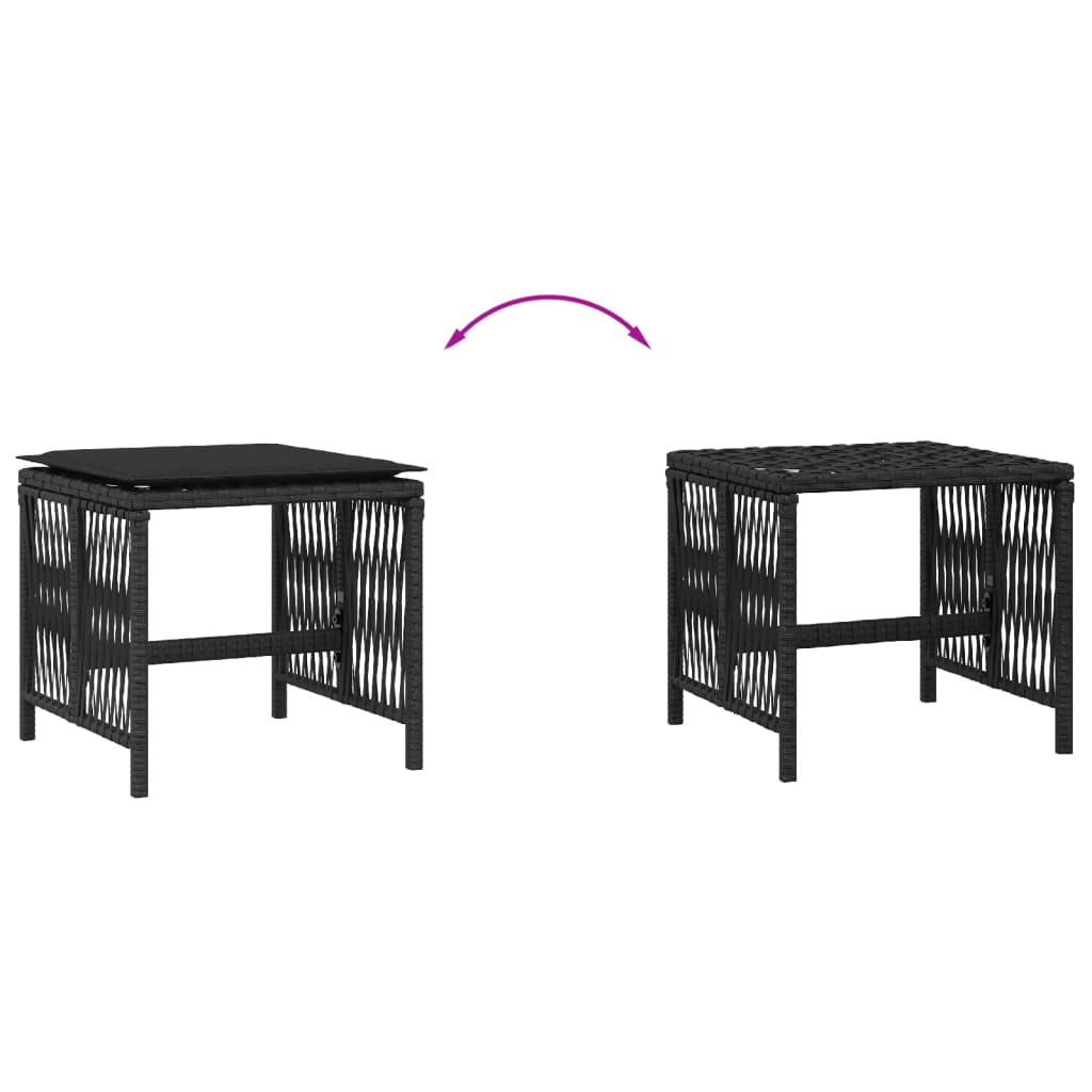 Garden Stools with Cushions 4 pcs Black 41x41x36 cm Poly Rattan