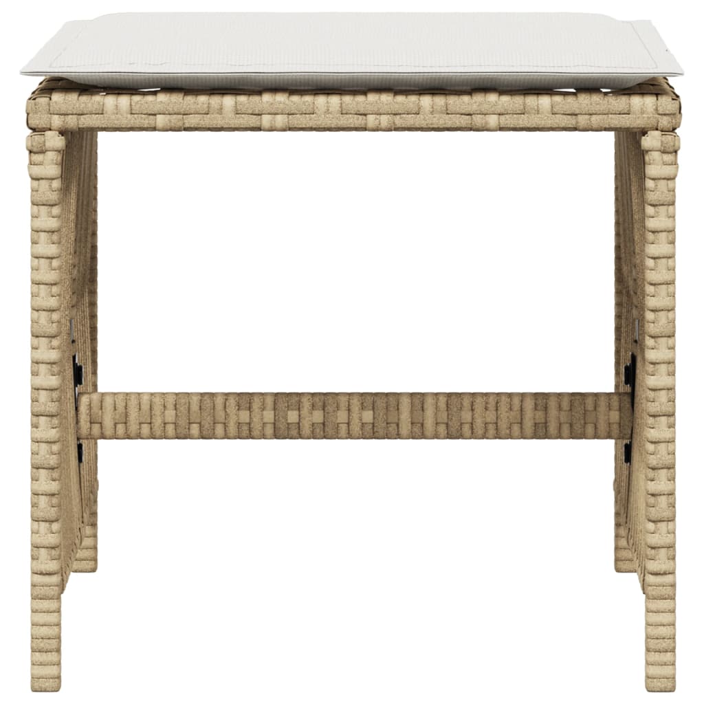 Garden Stools with Cushions 4 pcs Beige 41x41x36 cm Poly Rattan