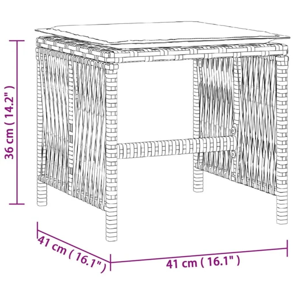 Garden Stools with Cushions 4 pcs Beige 41x41x36 cm Poly Rattan