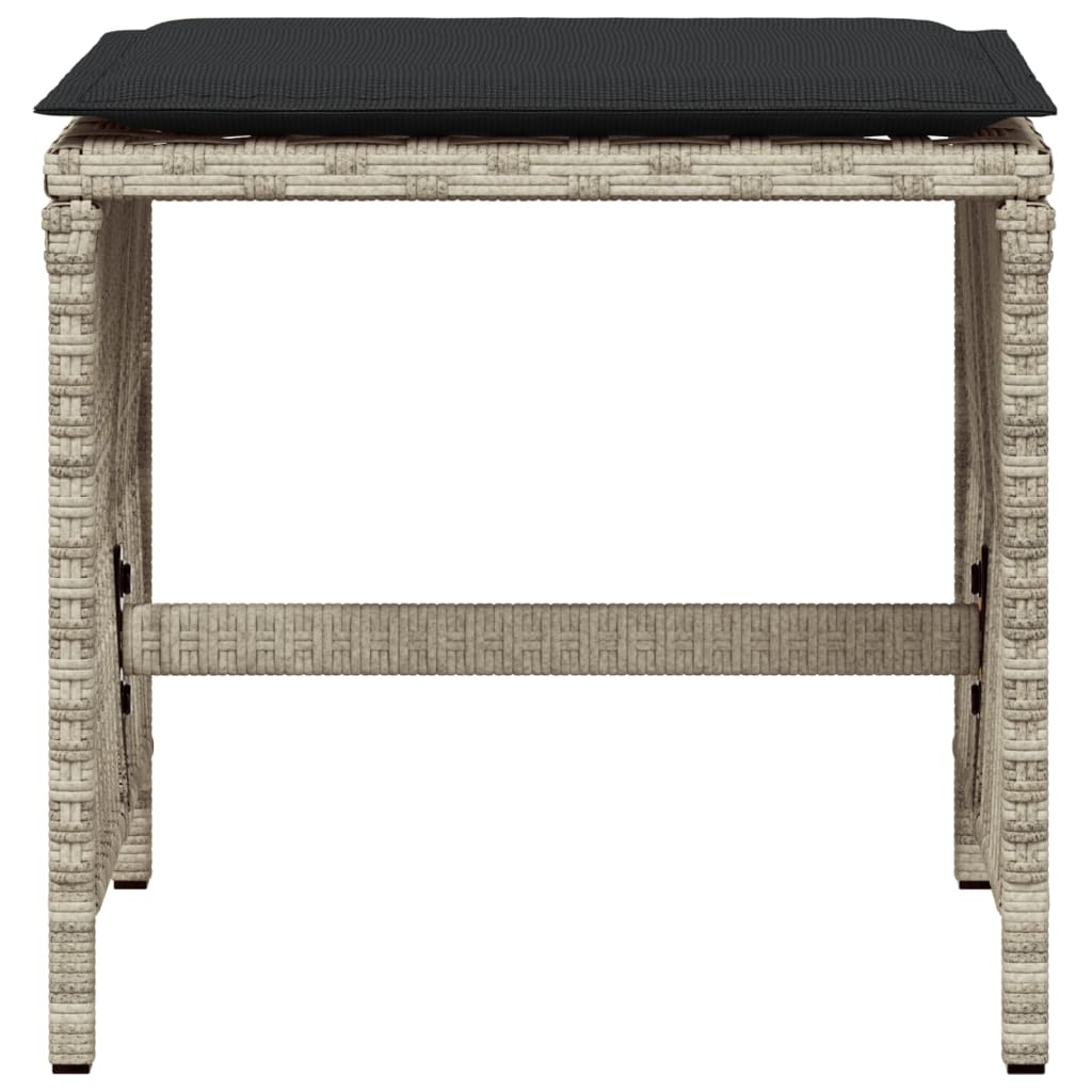 Garden Stools with Cushions 4 pcs Light Grey 41x41x36 cm Poly Rattan