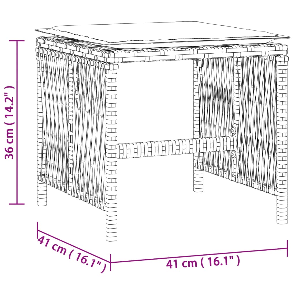 Garden Stools with Cushions 4 pcs Light Grey 41x41x36 cm Poly Rattan