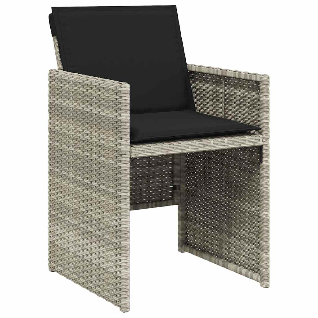 5 Piece Garden Dining Set with Cushions Light Grey Poly Rattan