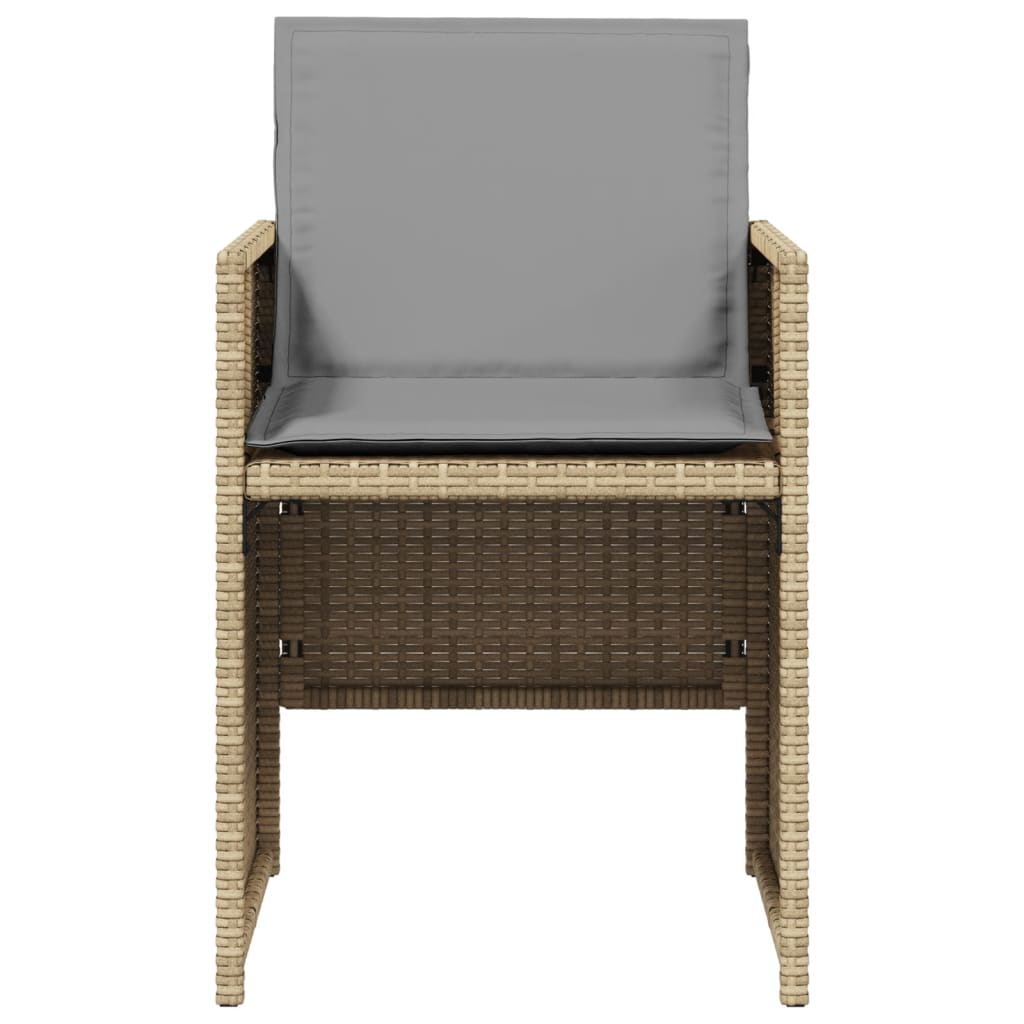 5 Piece Garden Dining Set with Cushions Mix Beige Poly Rattan