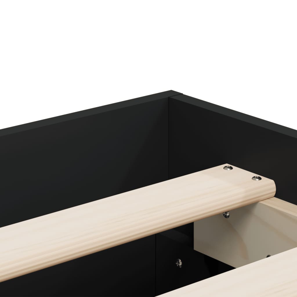 Bed Frame with Drawers without Mattress Black 150x200 cm