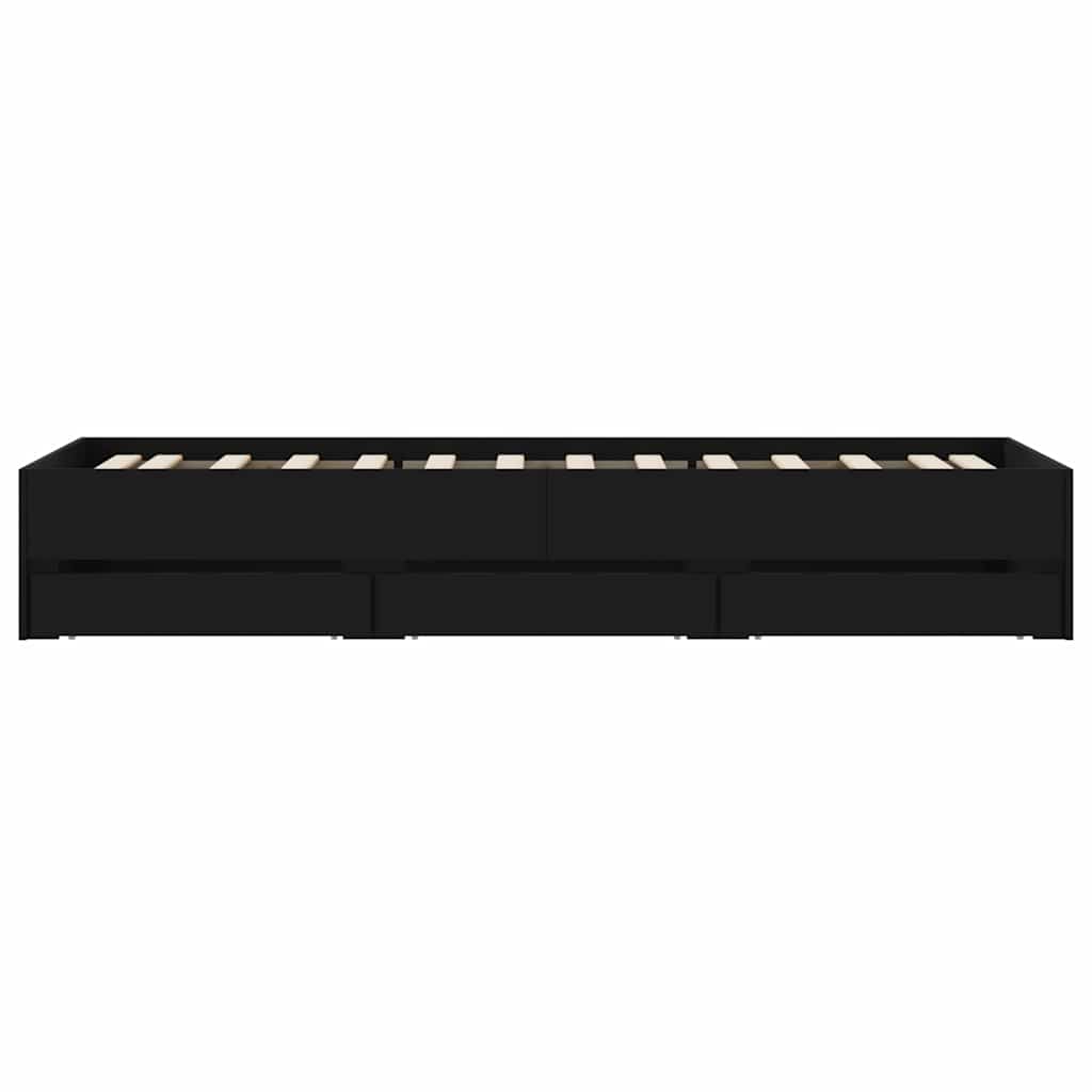 Bed Frame with Drawers without Mattress Black 90x190 cm