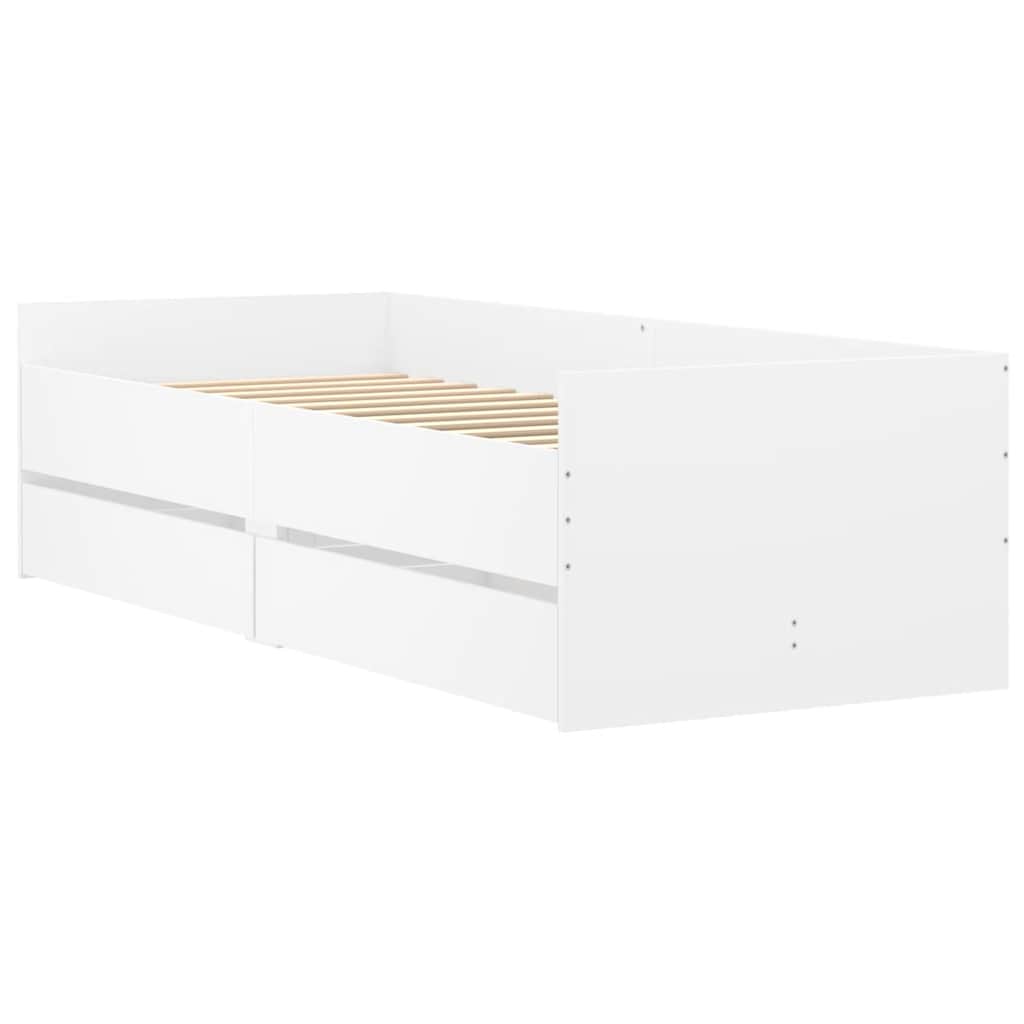 Bed Frame with Drawers without Mattress White 90x190 cm