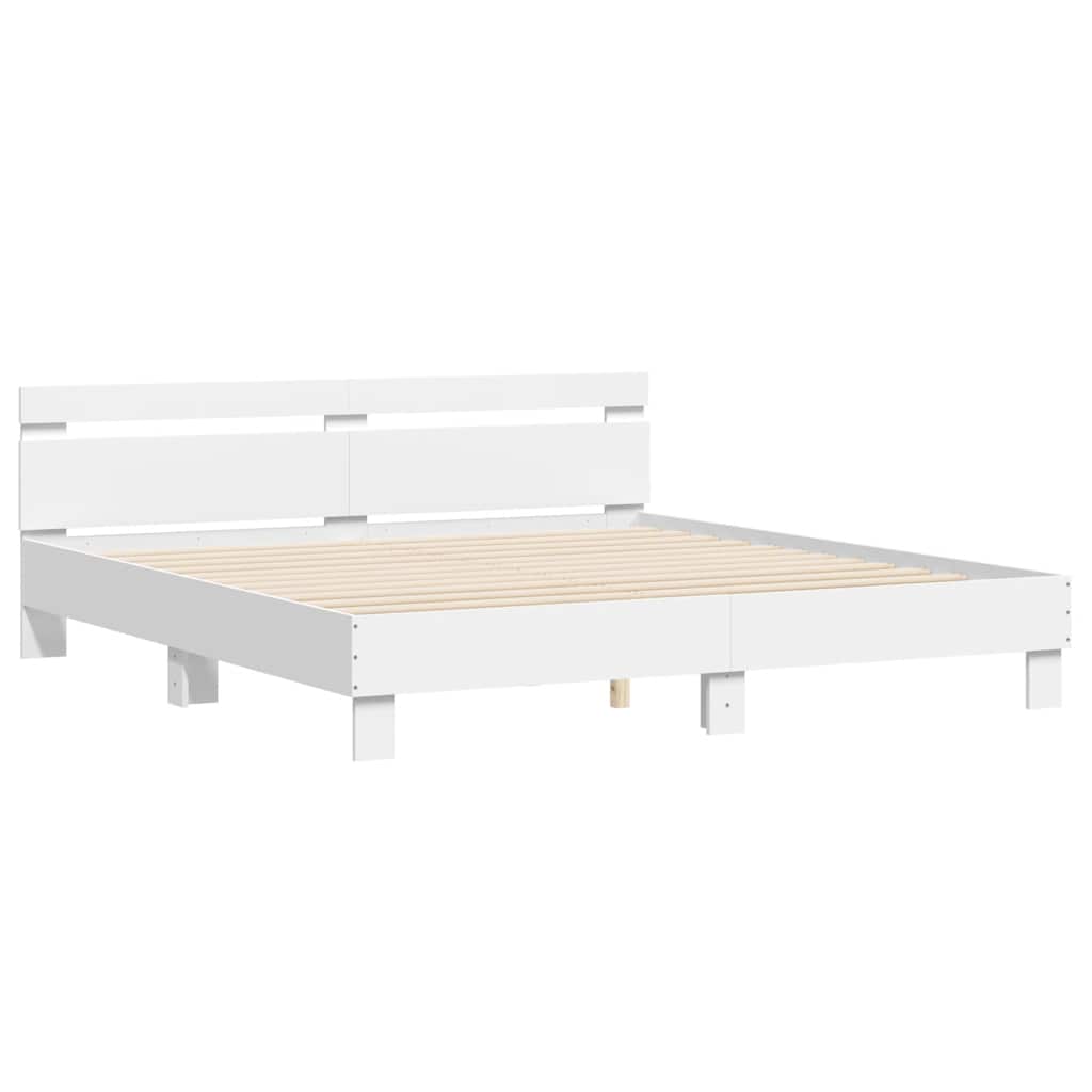 Bed Frame without Mattress White 183x203 cm King