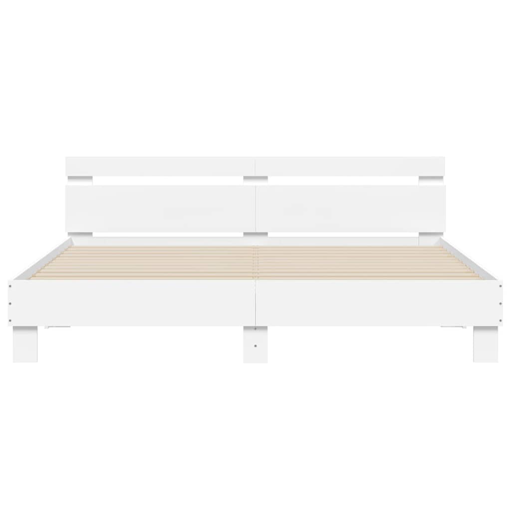 Bed Frame without Mattress White 183x203 cm King