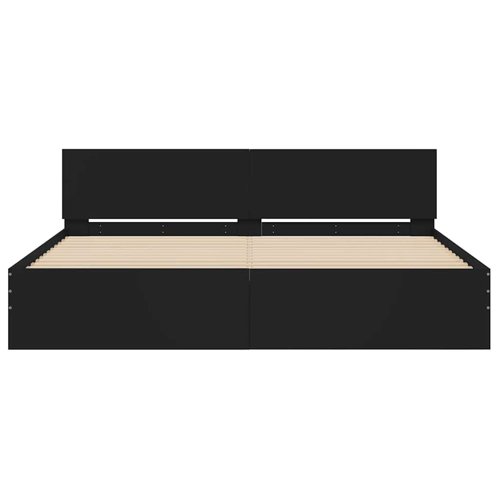 Bed Frame with LED without Mattress Black 183x203 cm King