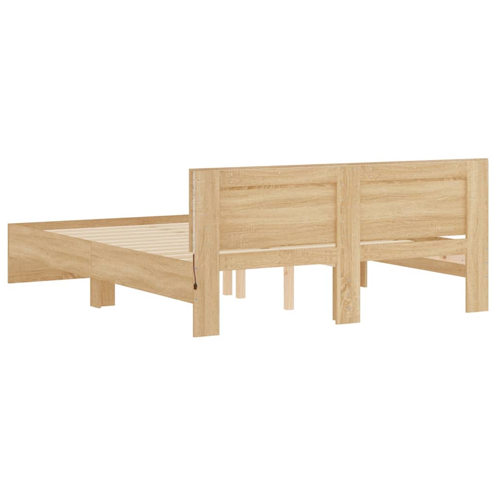 Bed Frame with LED without Mattress Sonoma Oak 150x200 cm