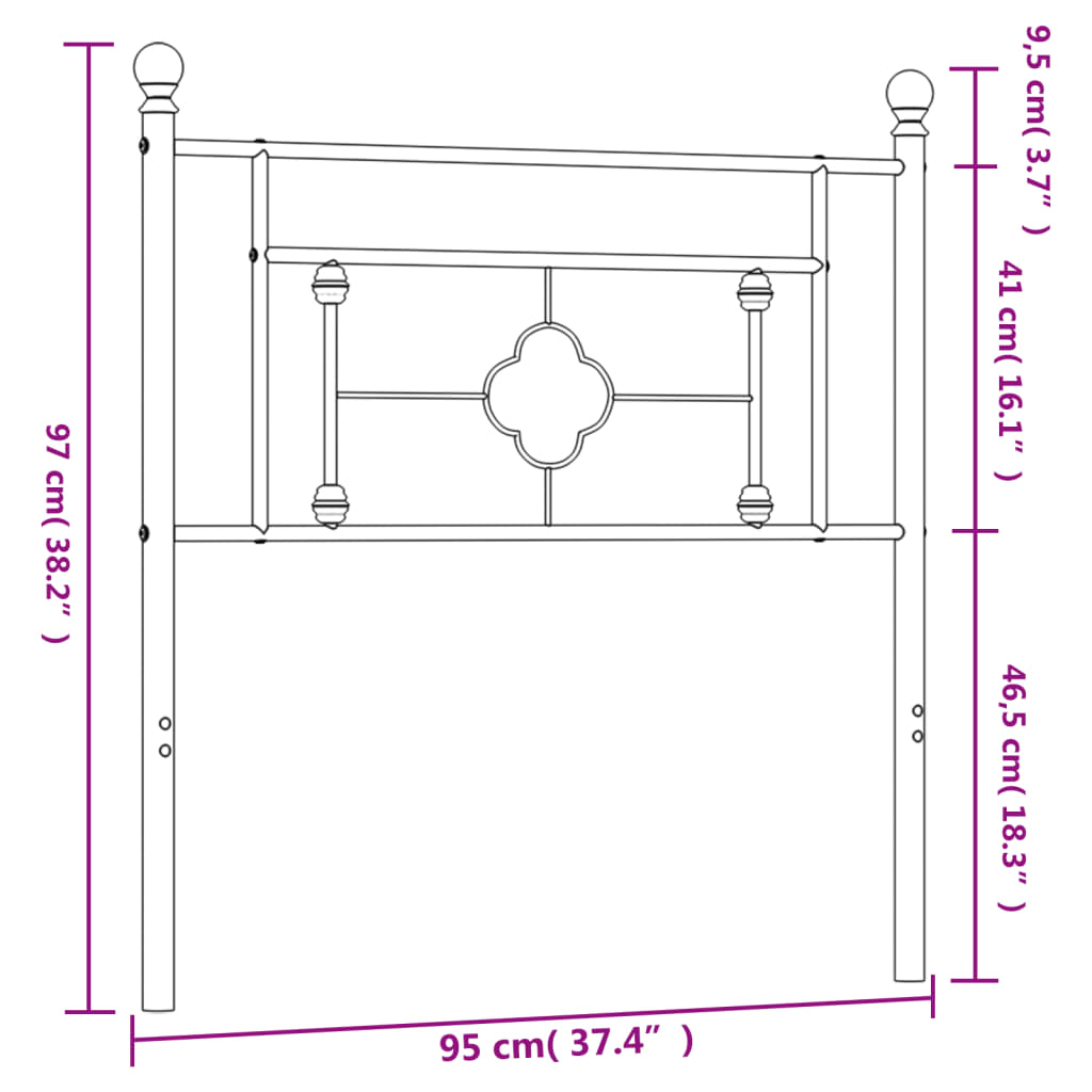 Metal Replace Headboard Black 90 cm
