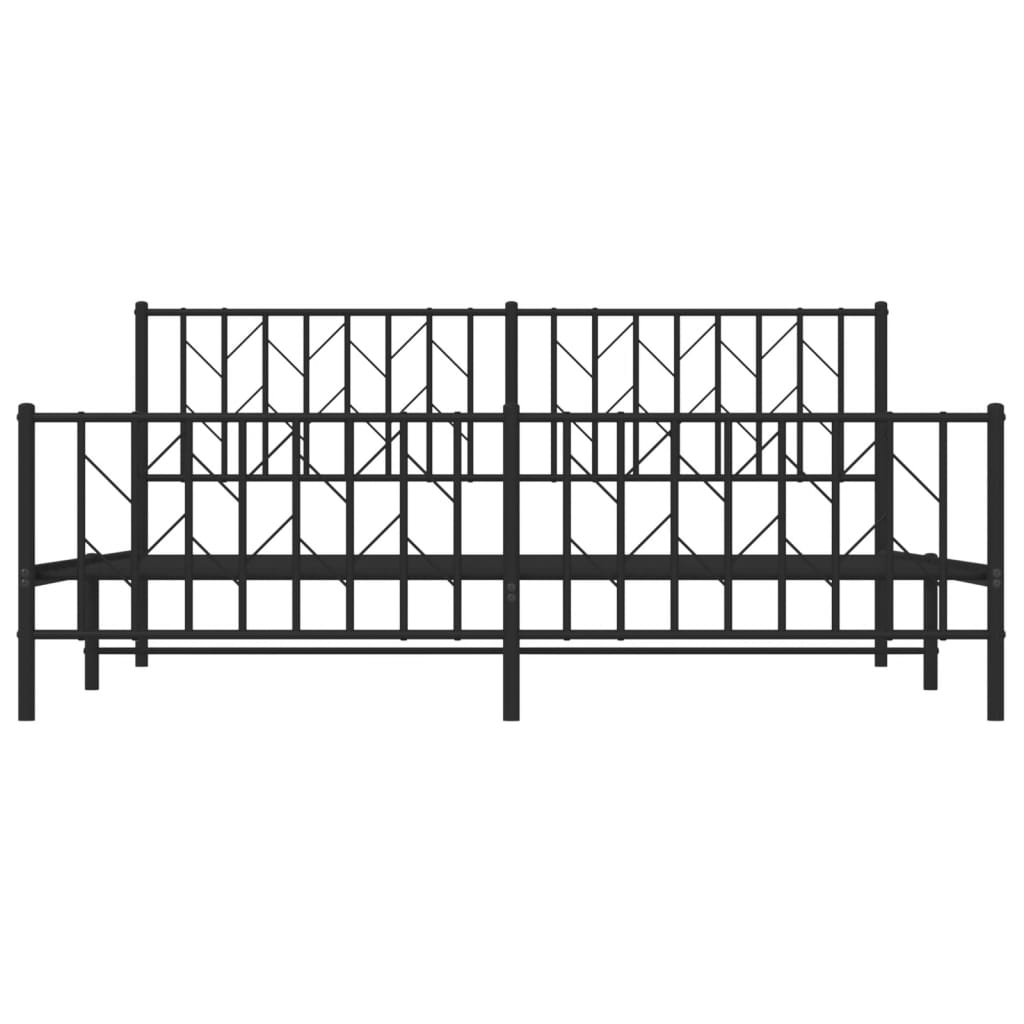 Metal Bed Frame without Mattress with Footboard Black 183x203 cm King