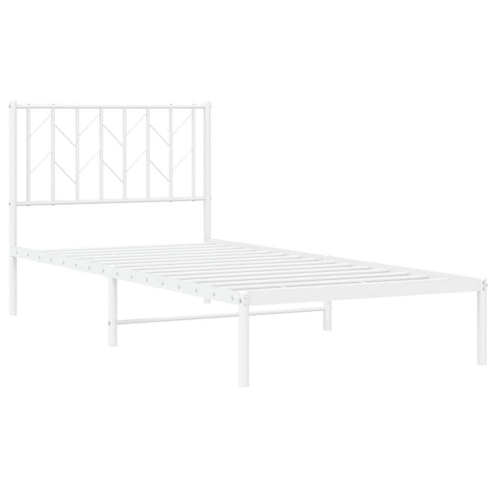 Metal Bed Frame without Mattress with Headboard White 90x190 cm